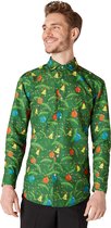 Suitmeister Christmas Green Tree Shirt - Heren Overhemd - Kerstshirt - Groen - Maat L