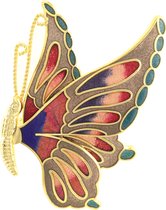 Behave® Dames broche emaille 3D vlinder taupe