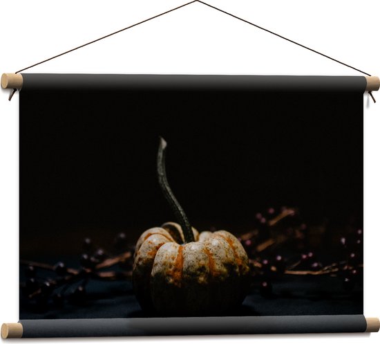 WallClassics - Affiche textile - Citrouille avec branche - 60x40 cm Photo sur textile