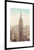 Fotolijst incl. Poster - Uitzicht op het Empire State Building met een ouderwets thema - 80x120 cm - Posterlijst