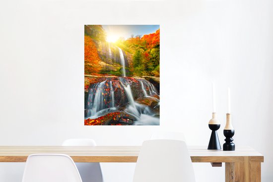 Affiche Cascade - Nature - Automne - Rouge - 60x80 cm