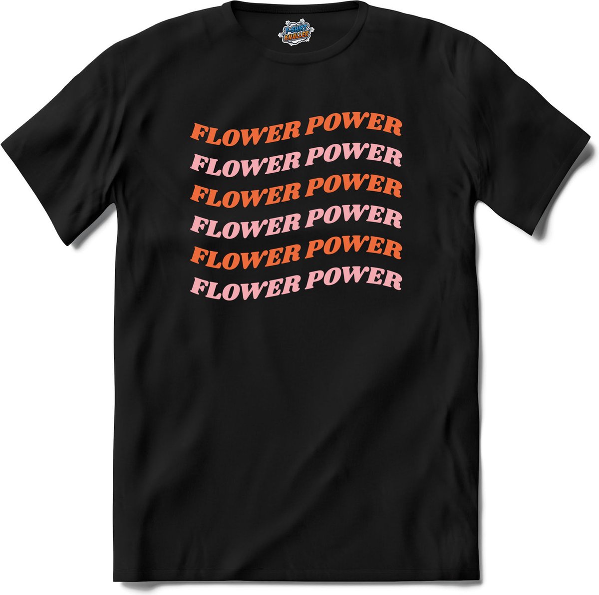Flower power - T-Shirt - Heren - Zwart - Maat S