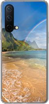 Geschikt voor OnePlus Nord CE 5G hoesje - Een mooie regenboog bij Tunnels Beach op Hawaii - Siliconen Telefoonhoesje