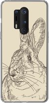Geschikt voor OnePlus 8 Pro hoesje - Vintage illustratie van een konijn - Siliconen Telefoonhoesje
