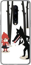 Geschikt voor OnePlus 7 Pro hoesje - Roodkapje - Wolf - Bos - Siliconen Telefoonhoesje