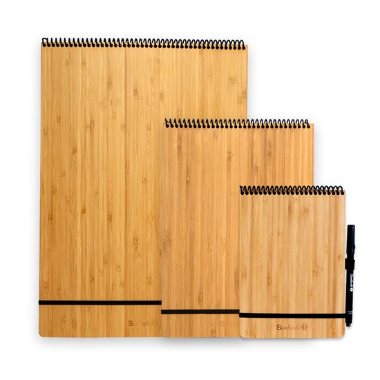 Bloc-notes Bambook - Hardcover - A4 - À carreaux - Bloc d'écriture effaçable / Bloc-notes réutilisable / Bloc-notes durable / Bloc de lecture pour tableau blanc - Avec 1 marqueur gratuit