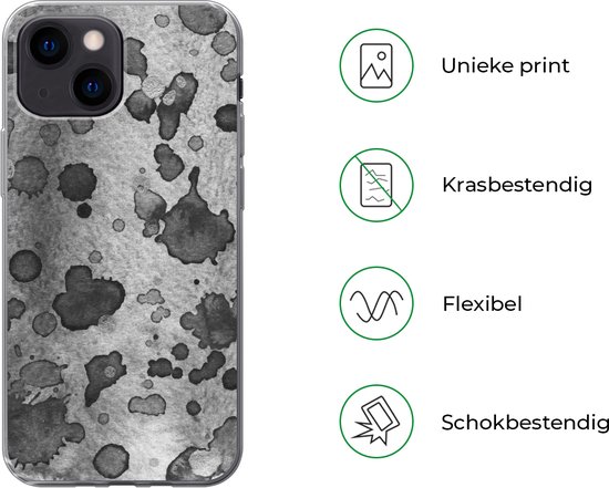 Coque iPhone 13 mini - Peinture - Grijs - Zwart - Coque de téléphone en Siliconen