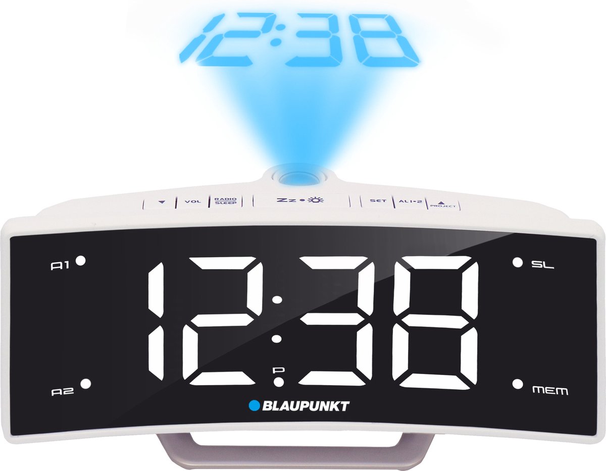 Blaupunkt - Wekker met tijdprojectie (USB-oplaadstation, digitale FM, alarm, snooze-functie)