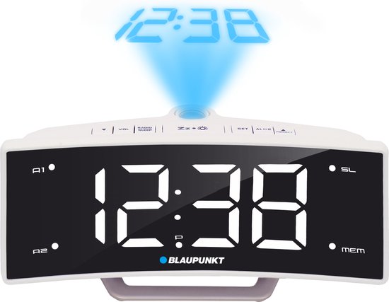Foto: Blaupunkt wekker met tijdprojectie usb oplaadstation digitale fm alarm snooze functie 