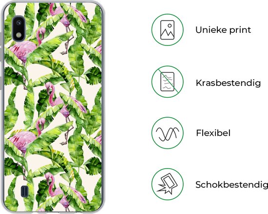 Coque Samsung Galaxy A10 - Flamingo - Feuilles - Motifs - Coque de téléphone en Siliconen