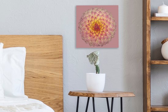 Dahlia 'wootton phoebe toile 20x20 cm - petit - tirage photo sur toile (Décoration murale salon / chambre)