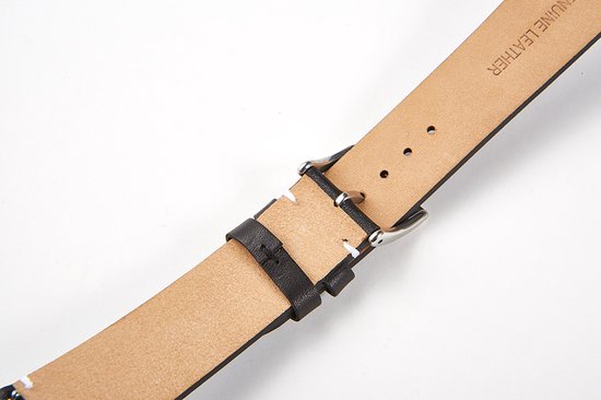 Horlogeband - Leer Luxe - 18mm - Zwart