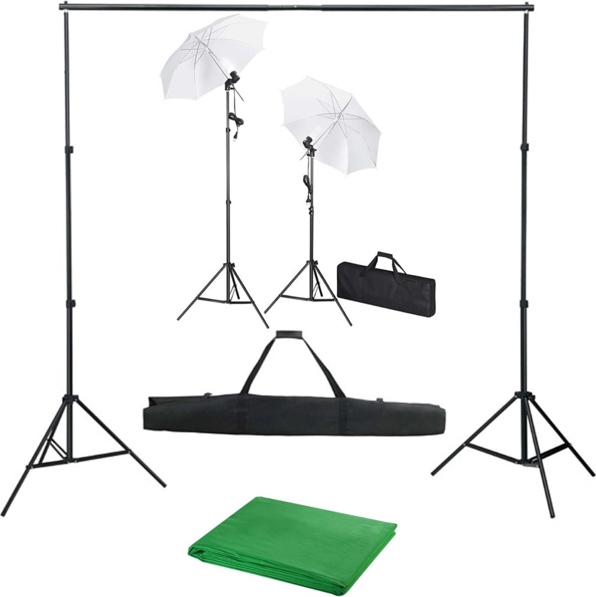 Prolenta premium Fotostudioset met achtergrond, lampen en paraplu's