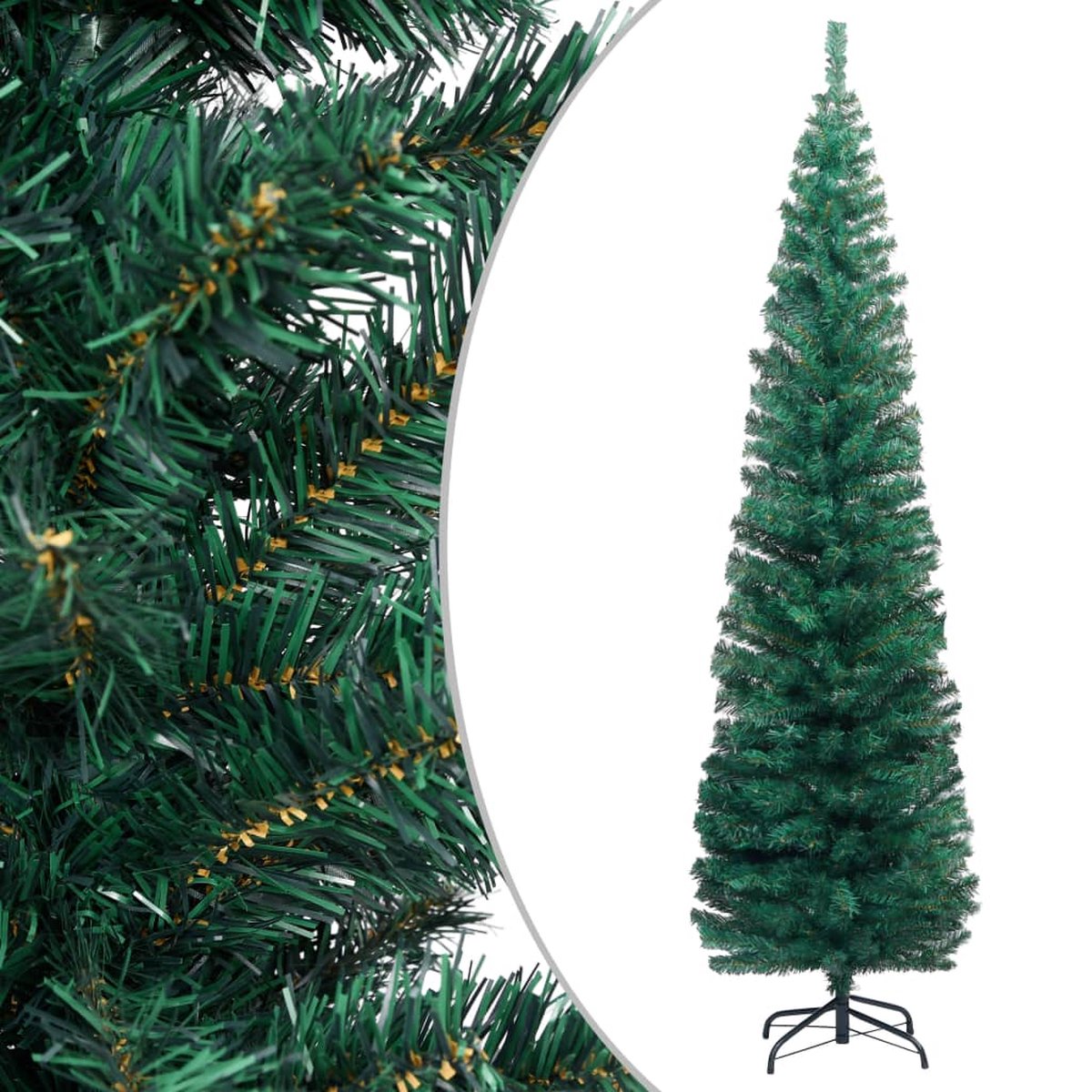 Prolenta Premium - Kunstkerstboom met standaard smal 210 cm PVC groen