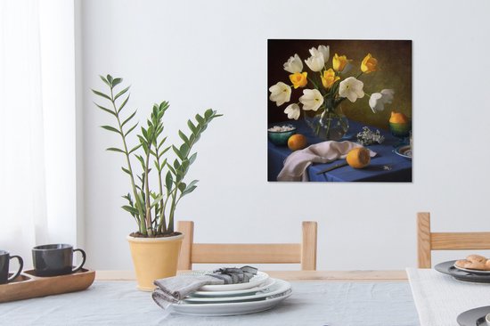 Tableau Peinture Nature Morte - Vase - Fruit - 50x50 cm - Décoration murale