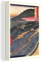 Canvas Schilderij Japanse illustratie - Vintage - Landschap - 30x40 cm - Wanddecoratie