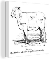 Illustration avec le diagramme de boucher d'une toile de mouton 2cm 20x20 cm - petit - Tirage photo sur toile (Décoration murale salon / chambre)