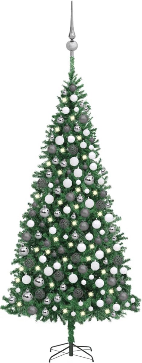 Prolenta Premium - Kunstkerstboom met LED's en kerstballen 300 cm groen