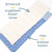Pittenzak XL Met Pit - Wasbare hoes - Zachte/geurloos tarwe – Warmtesjaal - Nek en schouders - Made in NL – Blauw grafisch