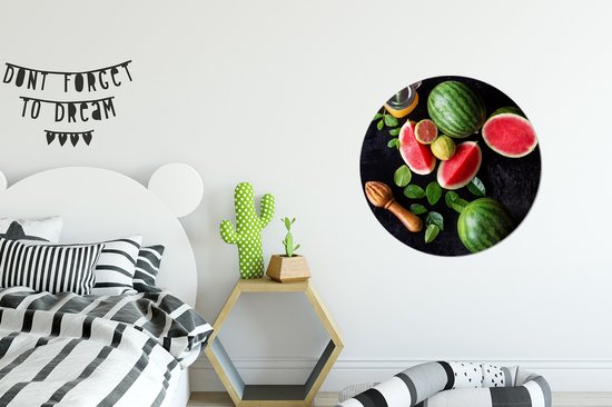 WallCircle - Wall Circle - Wall Circle Indoor - Pastèque - Smoothie - Fruit - Presse Citron - 60x60 cm - Décoration murale - Peintures Ronds