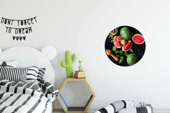 WallCircle - Cercle mural - Cercle mural intérieur - Pastèque - Smoothie - Fruit - Presse-citron - 30x30 cm - Décoration murale - Peintures ronds