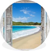 WallCircle - Wandcirkel ⌀ 140 - Zee - Tropical - Doorkijk - Strand - Ronde schilderijen woonkamer - Wandbord rond - Muurdecoratie cirkel - Kamer decoratie binnen - Wanddecoratie muurcirkel - Woonaccessoires