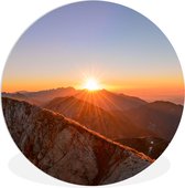 WallCircle - Wall Circle - Wall Circle Indoor - Berg - Paysage - Soleil - 90x90 cm - Décoration murale - Peintures Ronds