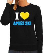 Bellatio Decorations I love Apres-ski sweater / trui Wintersport - dames - zwart XS