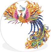 Illustration de plaque en plastique cercle mural tatouage paon Ø 90 cm - impression photo sur cercle mural / cercle vivant (décoration murale)