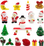 Kerst Ornamenten – 18 stuks - Micro Landschap - Mini Kerstman – Sneeuwpop beeldjes - kerstdorp figuurtjes accessoires - Poppenhuis - Kerstdecoratie vondels kerstboomhangers