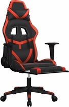 vidaXL - Massage - gamestoel - met - voetensteun - kunstleer - zwart - en - rood