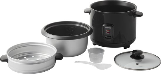 Tomado TRC1501B - Rijstkoker met stoommand - Inhoud 1,5 liter - Warmhoudfunctie - 7 porties - Anti aanbaklaag - Rice cooker - Zwart