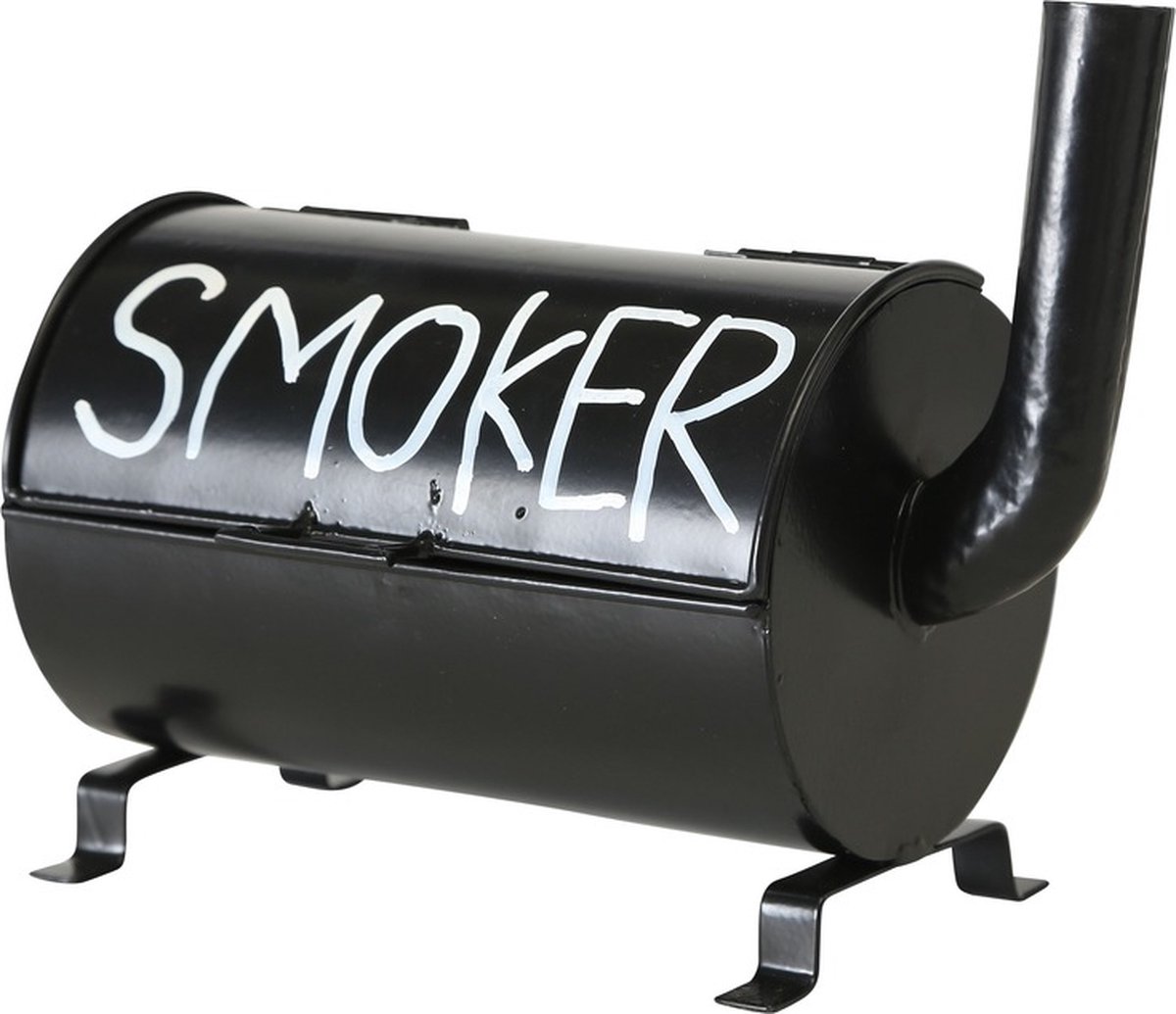Terras asbak Smoker - zwart - 20 x 11 x 17 cm - Buiten asbakken - Tafelaccessoires