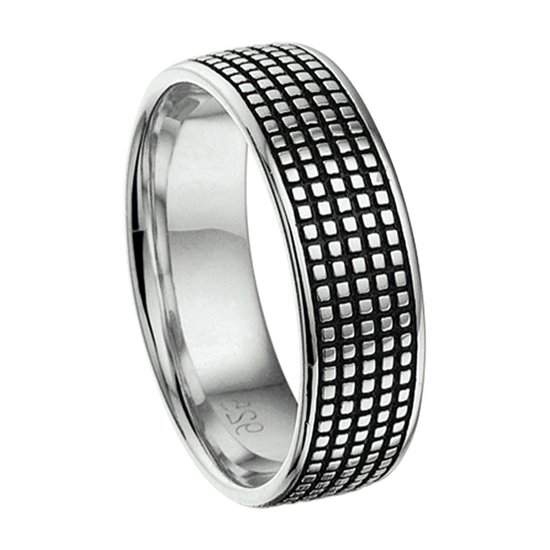 Schitterende Zilveren Brede Ring Geoxideerd 22.00 mm. (maat 68) model 271
