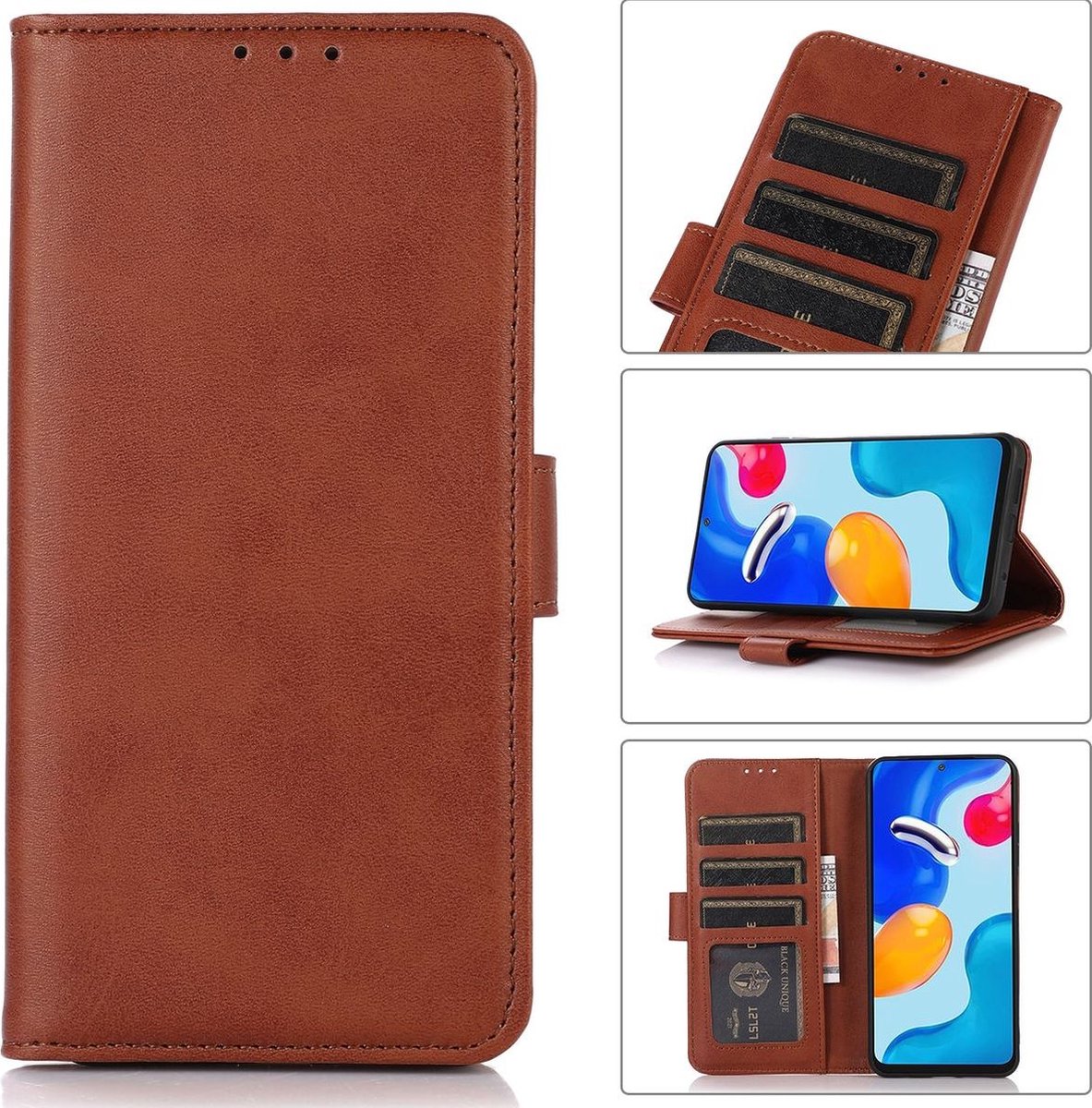 Mobigear Telefoonhoesje geschikt voor OnePlus 10T Hoesje | Mobigear Wallet Bookcase Portemonnee | Pasjeshouder voor 3 Pasjes | Telefoonhoesje voor Pinpas / OV Kaart / Rijbewijs - Bruin
