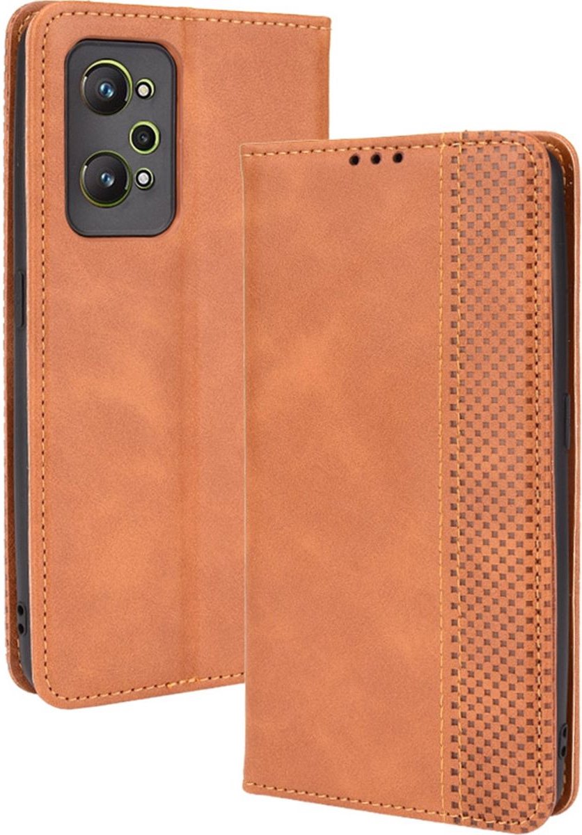 Mobigear Telefoonhoesje geschikt voor Realme GT Neo 3T Hoesje | Mobigear Sensation Bookcase Portemonnee | Pasjeshouder voor 3 Pasjes | Telefoonhoesje voor Pinpas / OV Kaart / Rijbewijs - Bruin