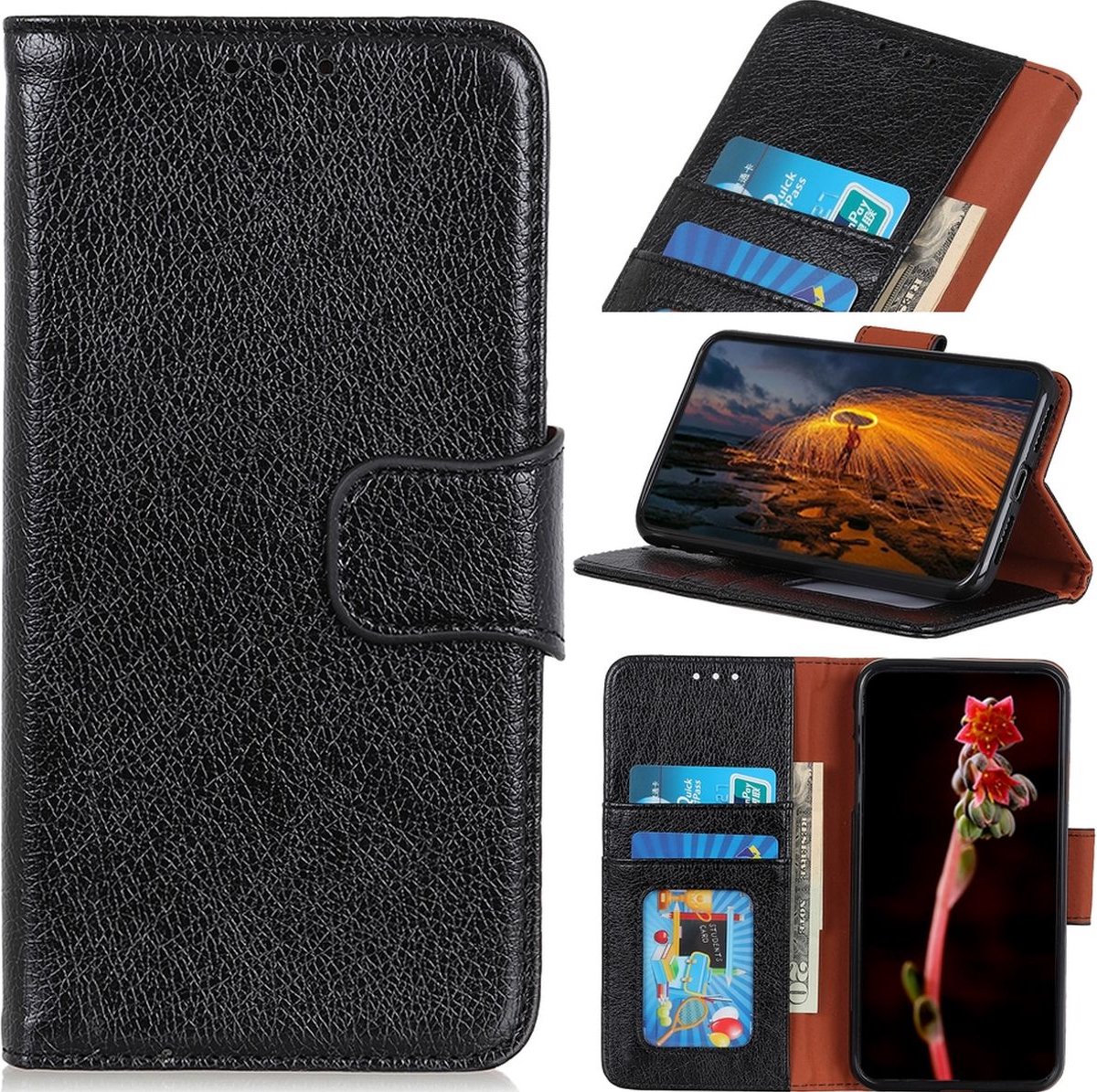 Mobigear Telefoonhoesje geschikt voor Motorola Moto E22i Hoesje | Mobigear Classy Bookcase Portemonnee | Pasjeshouder voor 2 Pasjes | Telefoonhoesje voor Pinpas / OV Kaart / Rijbewijs - Zwart