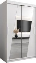 InspireMe - Kledingkast met 2 schuifdeuren, Modern-stijl, Een kledingkast met planken en een spiegel (BxHxD): 120x200x62 - THOR 120 Wit Mat