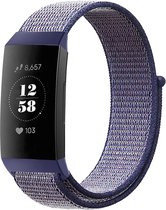 Bracelet de montre connectée en nylon - Convient au bracelet en nylon Fitbit Charge 4 - bleu foncé - Strap-it Watchband / Wristband / Bracelet