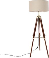 QAZQA cortin stof - Industriele Tripod | driepoot vloerlamp | Staande Lamp - 1 lichts - H 166 cm - Bruin - Industrieel - Woonkamer | Slaapkamer | Keuken