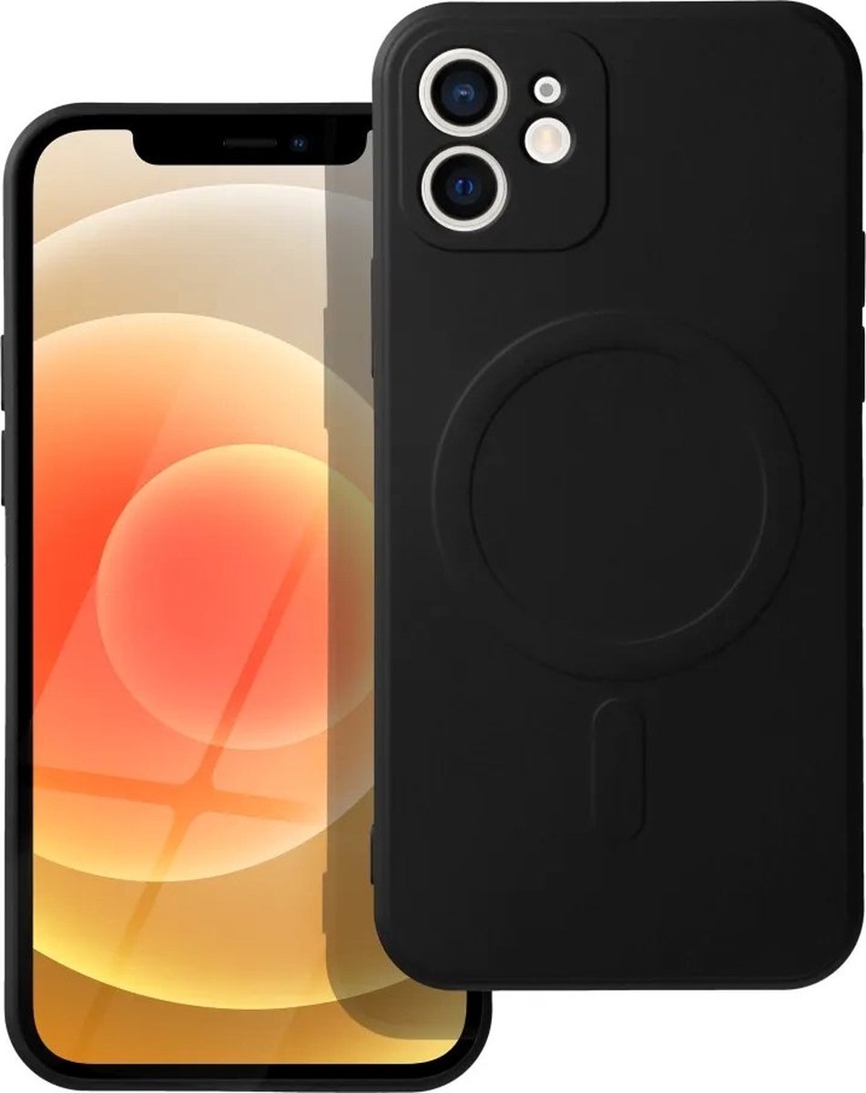 Siliconen Back Cover hoesje met MagSafe iPhone 12 - Zwart