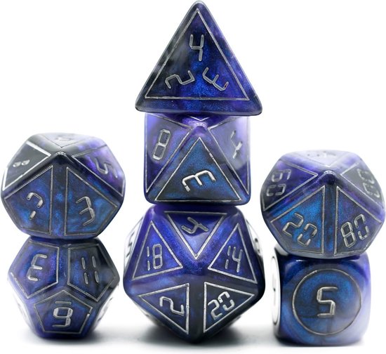 Afbeelding van het spel Lapi Toys - Dungeons and Dragons dobbelstenen - D&D dobbelstenen - D&D polydice - 1 set (7 stuks) - Blauw