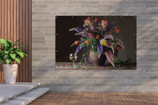 Décoration murale Nature morte - Vin - Fleurs - 180x120 cm - Poster jardin