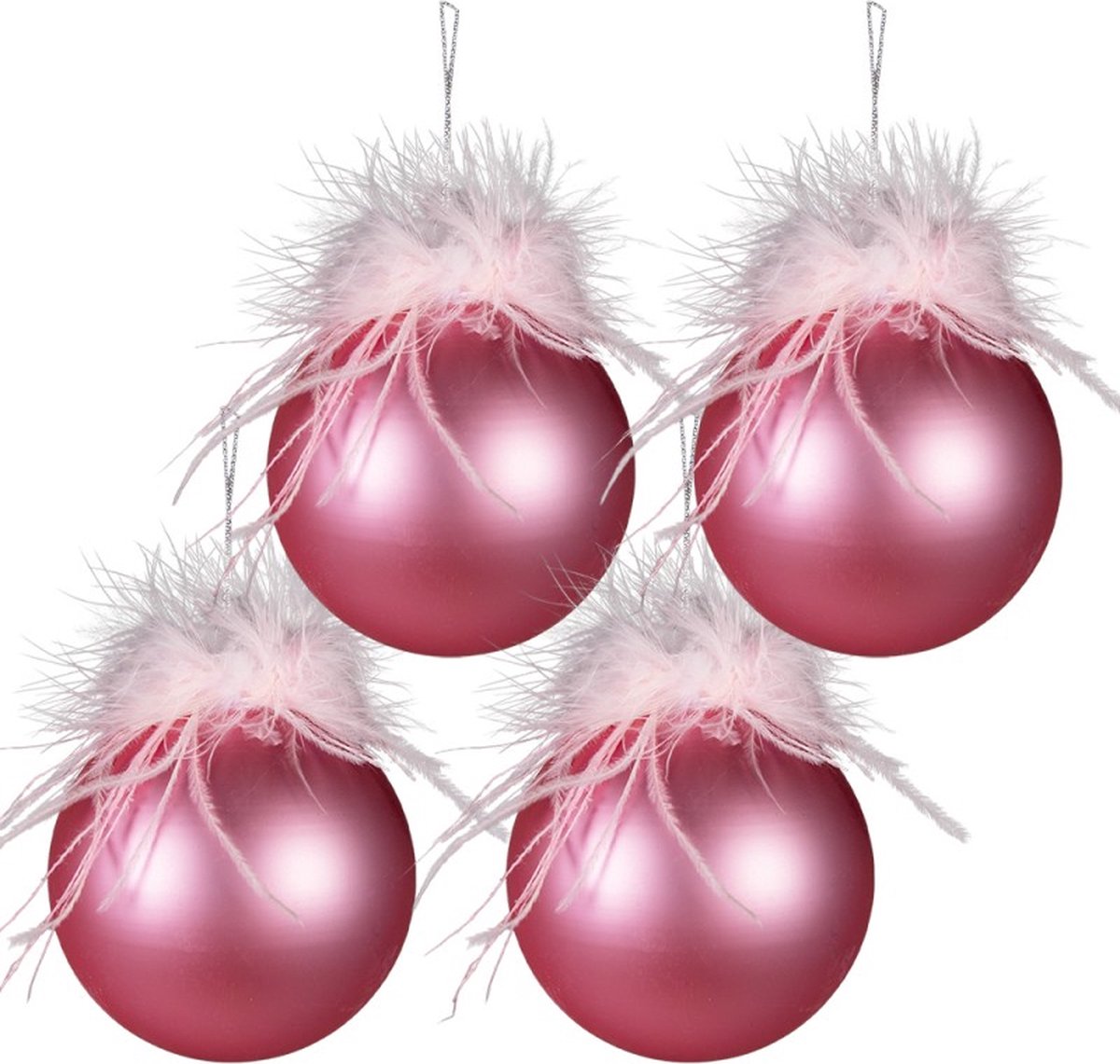 2 x set van 4 kerstballen Ø 10 cm Roze Glas Kerstboomversiering Kerstversiering Kerstdecoratie