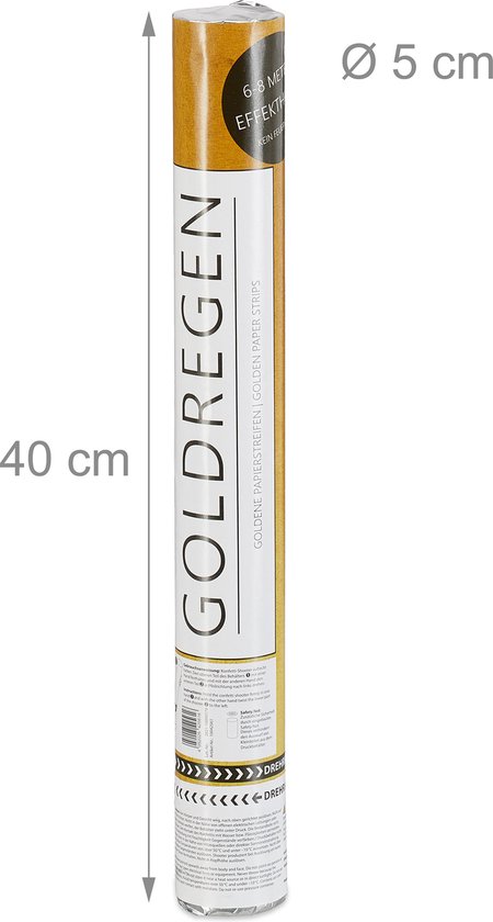 Canon à confettis Relaxdays or - papier - popper de party 40 cm - mariage - enterrement de vie de jeune fille