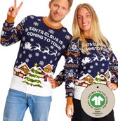 Foute Kersttrui Dames & Heren - Christmas Sweater "Santa Claus is Coming to Town" - 100% Biologisch Katoen - Mannen & Vrouwen Maat M - Kerstcadeau