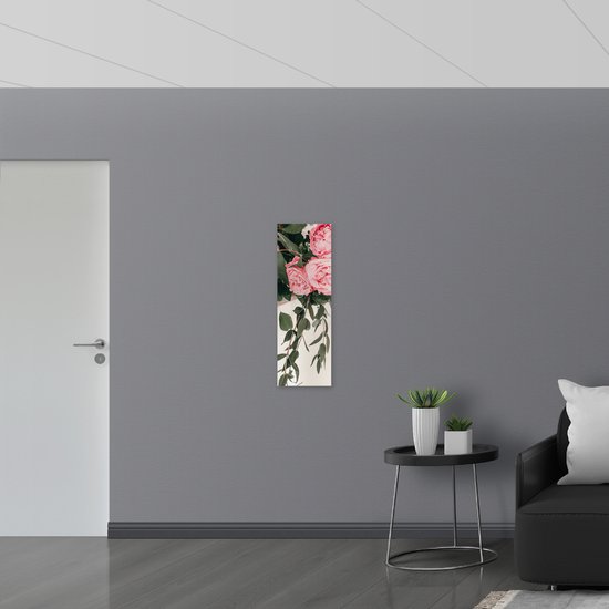 WallClassics - Drapeau - Livre de fleurs de roses roses - 30x90 cm Photo sur drapeau en polyester