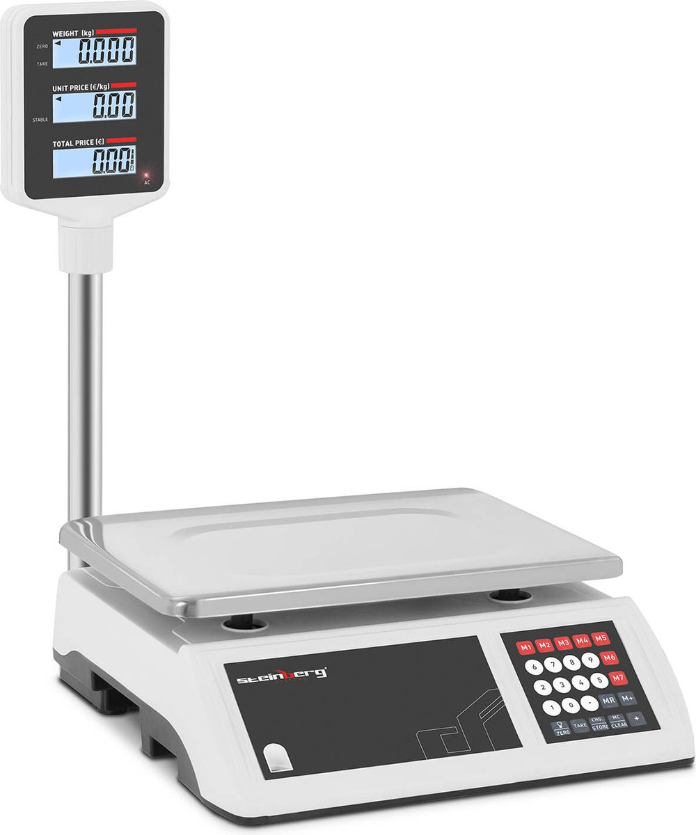 Controle weegschaal - 15 kg / 2 g - 31 x 21 cm - 6 LCD-schermen - Steinberg Systems