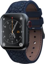 Njord byELEMENTS Geschikt voor Apple Watch Ultra bandje - 44/45mm - Hoogwaardig Smartwatchbandje van Zalmleer - Comfortabel Design - Duurzaam materiaal - Blauw