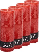SPAAS - Bougie cylindrique inodore rustique hauteur 13cm, ± 95 heures - Rouge - Pack économique 4 x bougie cylindrique